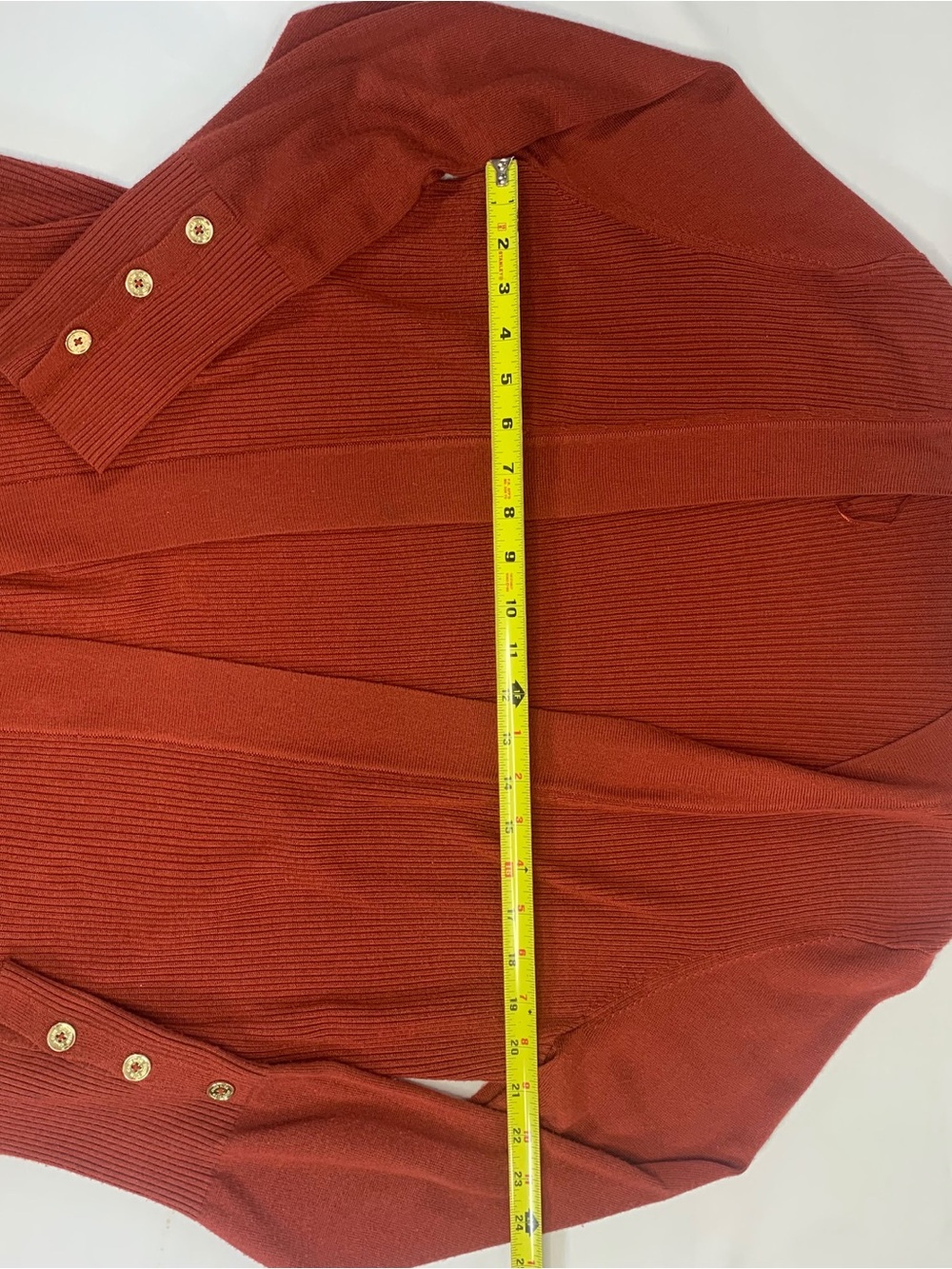 Calvin Klein Rust Open-Front Ribbed Cardigan - Picture 4 of 6